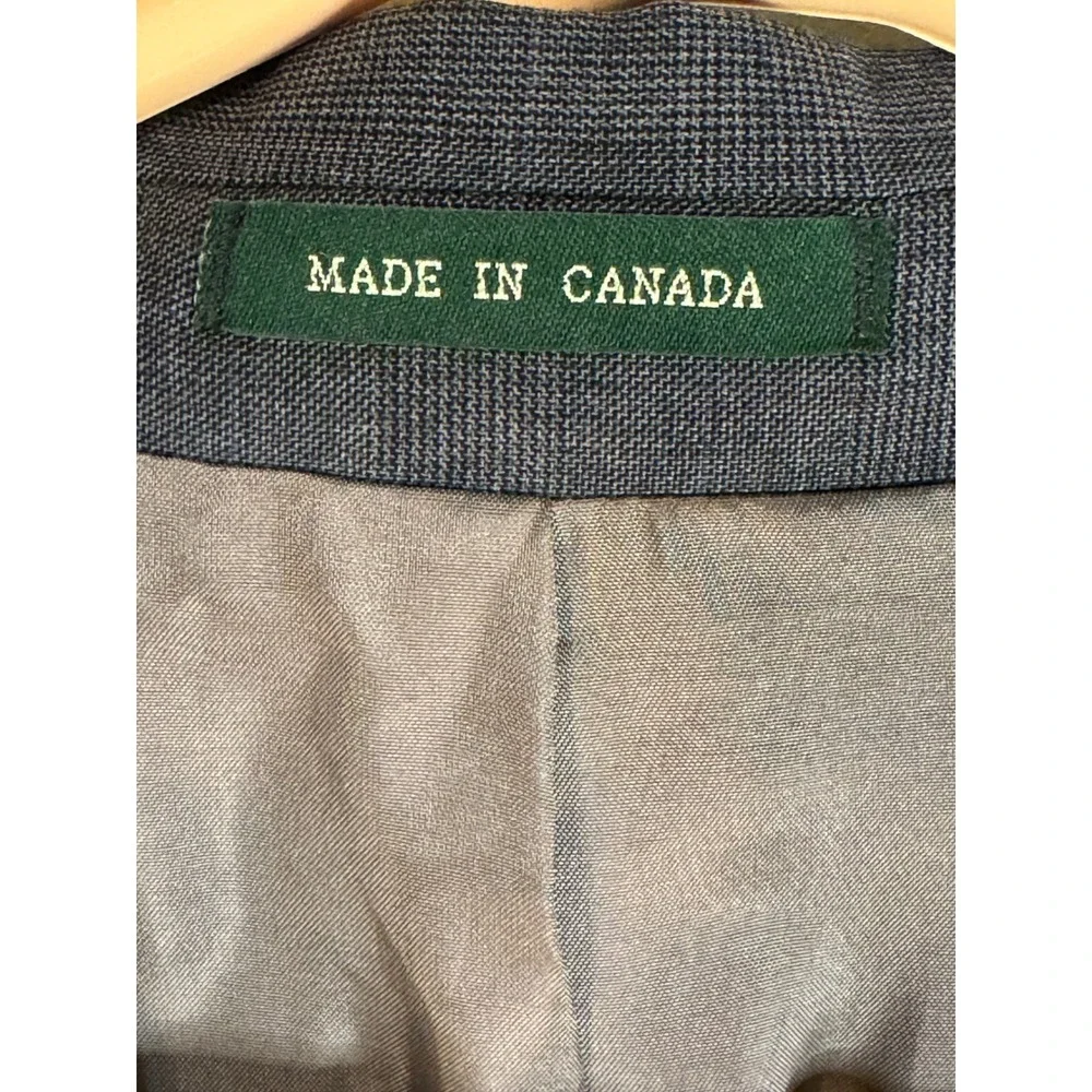 Lauren Ralph‎ Lauren Wool Blazer 50R Gray Plaid Sport Coat Made in Canada
